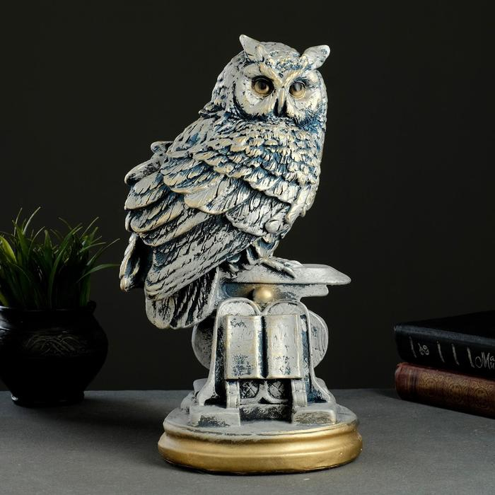 Копилка Копилка "Сова с книгой" серебро, 21х17х35см