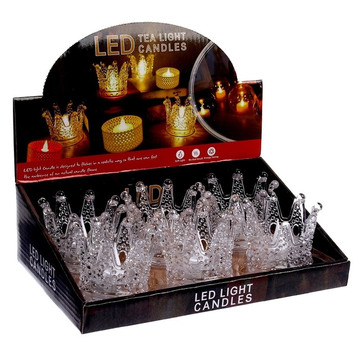 Свеча светодиодная «Корона», горит жёлтым Свеча светодиодная «Корона», горит жёлтым