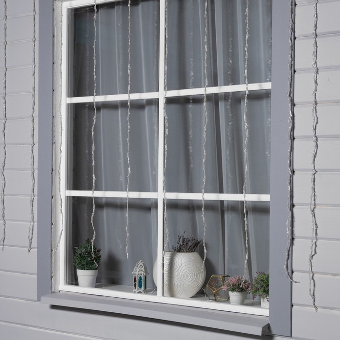 Гирлянда &laquo;Водопад&raquo; 2 &times; 1.5 м, IP44, прозрачная нить, 400 LED, свечение белое, 8 комбинаций режимов, 220 В