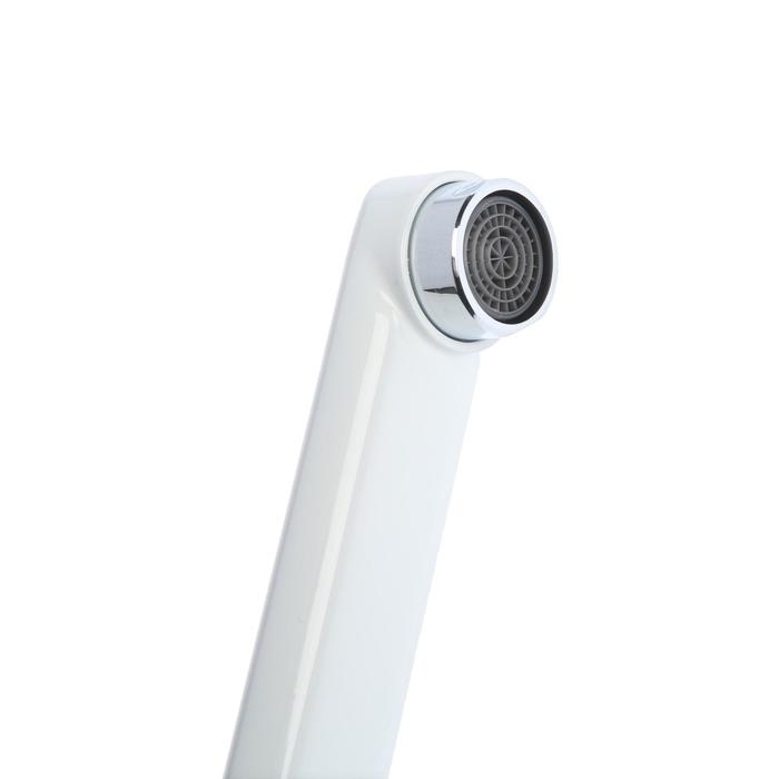 Смеситель для ванны Accoona A71111G, силумин, картридж 35мм, излив 30 см, белый/хром Смеситель для ванны Accoona A71111G, силумин, картридж 35мм, излив 30 см, белый/хром