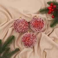 Набор шаров пластик d-8 см, 3 шт "Калеб" красный Набор шаров пластик d-8 см, 3 шт "Калеб" красный