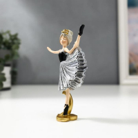 Сувенир полистоун "Девочка-балерина в серо-чёрном платье и чёрных пуантах" 13х3х8 см
