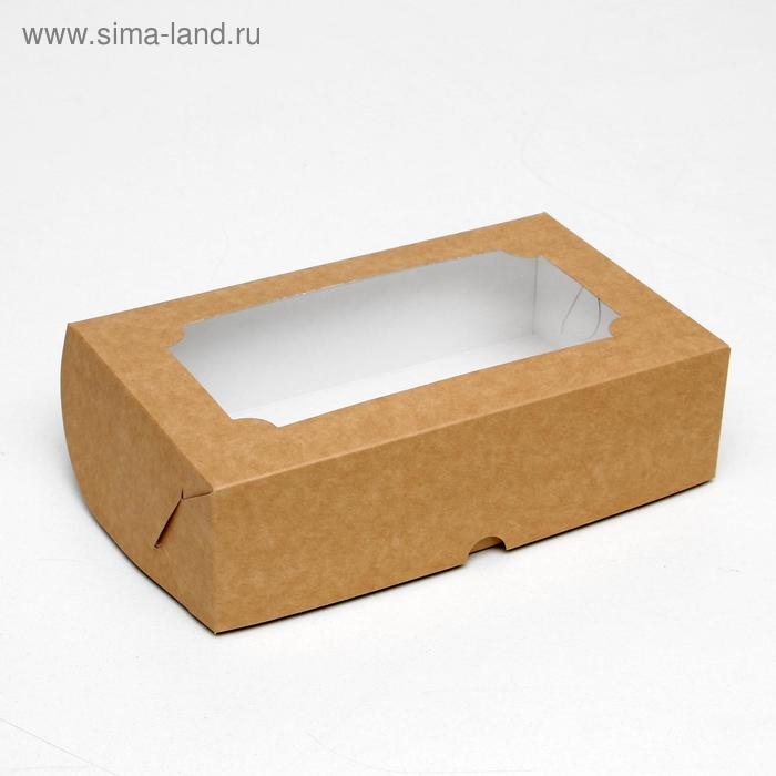 Кондитерская складная коробка под зефир ,крафт, 25 х 15 х 7 см