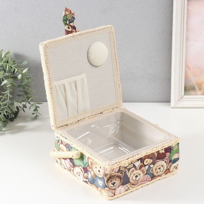 Шкатулка для рукоделия Шкатулка для рукоделия "Плюшевые медвежата" 20х20х11 см