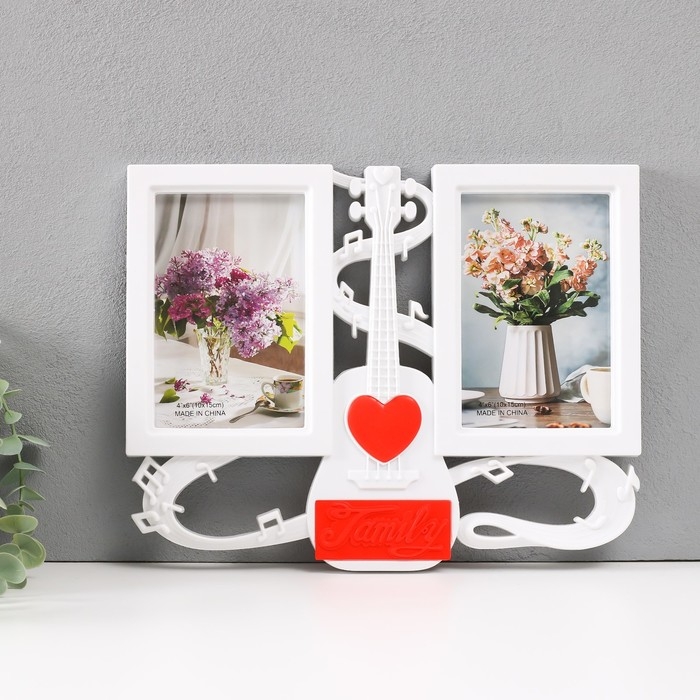 Фоторамка пластик на 2 фото 10х15 Фоторамка пластик на 2 фото 10х15 "Волшебство музыки" белая 30,5х2х23,5 см