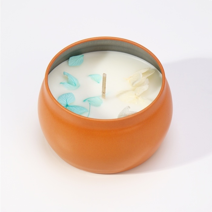 Свеча ароматическая из соевого воска с сухоцветом "Голубые колокольчики", 4,5х6 см, 80 г