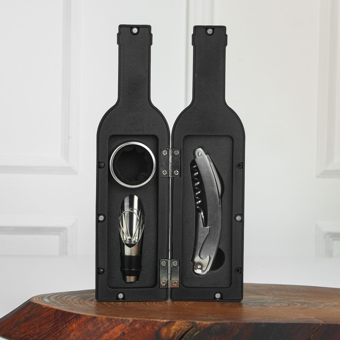 Винный набор: штопор, аэратор и каплеулавливатель для бутылки вина ««Для истинных ценителей». Винный набор: штопор, аэратор и каплеулавливатель для бутылки вина ««Для истинных ценителей».