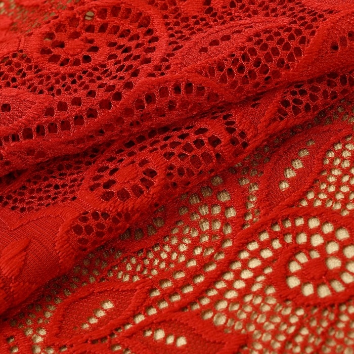 Кружевная эластичная ткань &laquo;Розы&raquo;, 165 &plusmn; 5 мм &times; 2,7 &plusmn; 0,5 м, цвет бордовый