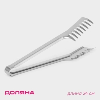 Щипцы кухонные с зубцами Доляна &laquo;Тритон&raquo;, 24 см, цвет серебристый