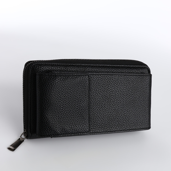 Портмоне-клатч мужское на молнии, карман для телефона, цвет чёрный Портмоне-клатч мужское на молнии, карман для телефона, цвет чёрный