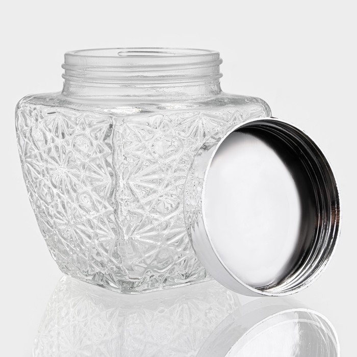 Банка стеклянная для хранения сыпучих продуктов &laquo;Узор&raquo;, 200 мл, 6,5&times;8 см, с пластиковой крышкой