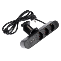 Розеточный блок на струбцине Luazon, 16А, трёхместный, 2xUSB, 2.1 A, провод 1,8 метра, черн. Розеточный блок на струбцине Luazon, 16А, трёхместный, 2xUSB, 2.1 A, провод 1,8 метра, черн.