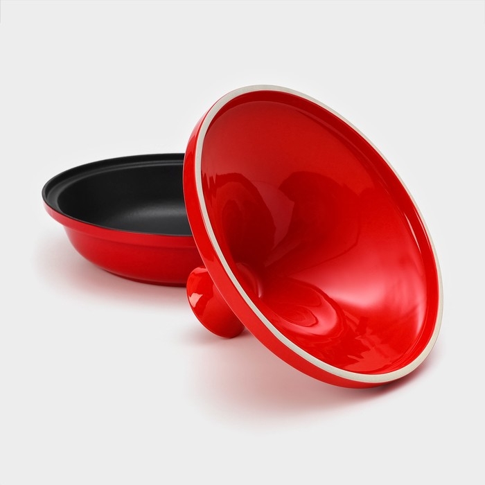 Сковорода-тажин чугунная 28&times;20 см, эмалированное покрытие, цвет красный