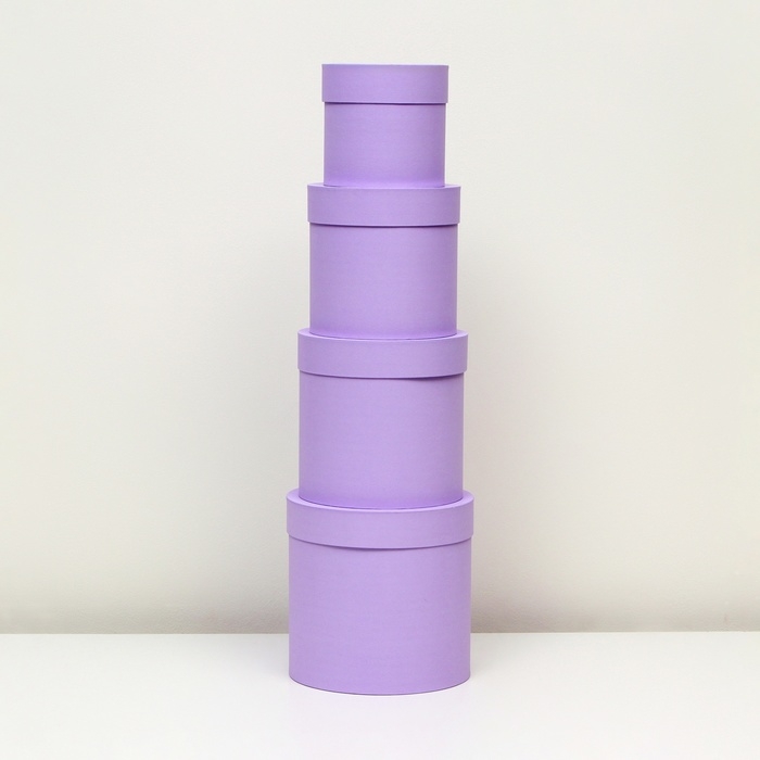 Набор шляпных коробок  4 в 1 "Сиреневый", 20 &times; 20 ‒13 &times; 13 см