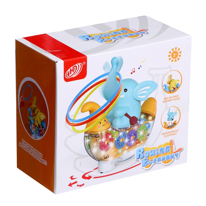 Музыкальная каталка &laquo;Плывущий слонёнок&raquo;, звуковые эффекты, цвета МИКС