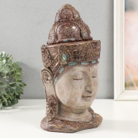 Сувенир полистоун бюст "Голова Будды в головном уборе" песочный 13,5х15,5х31 см Сувенир полистоун бюст "Голова Будды в головном уборе" песочный 13,5х15,5х31 см