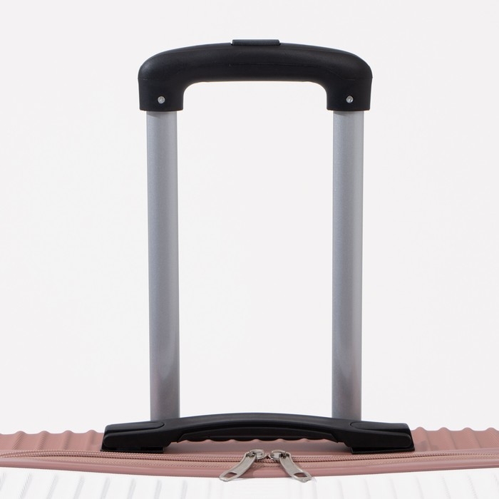 Чемодан большой 85 л (L), отдел на молнии, кодовый замок, цвет белый/розовый