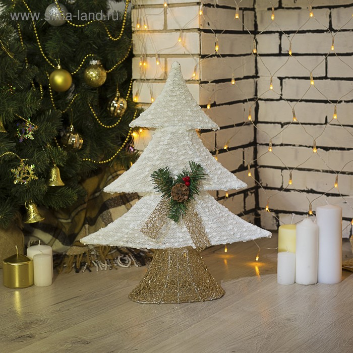 Светодиодная фигура &laquo;Ёлка&raquo; 40 &times; 50 &times; 10 см, металл, текстиль, 220 В, свечение тёплое белое
