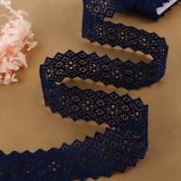 Кружево гипюровое, 45 мм &times; 6,8 &plusmn; 0,5 м, цвет тёмно-синий