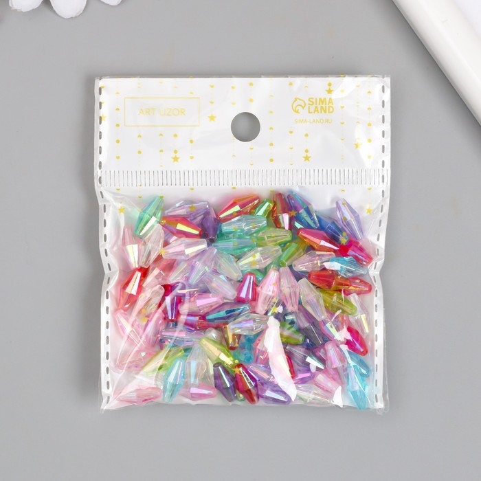 Бусины для творчества пластик "Ромб-кристалл голография" набор 20 гр МИКС 0,6х0,6х1,2 см