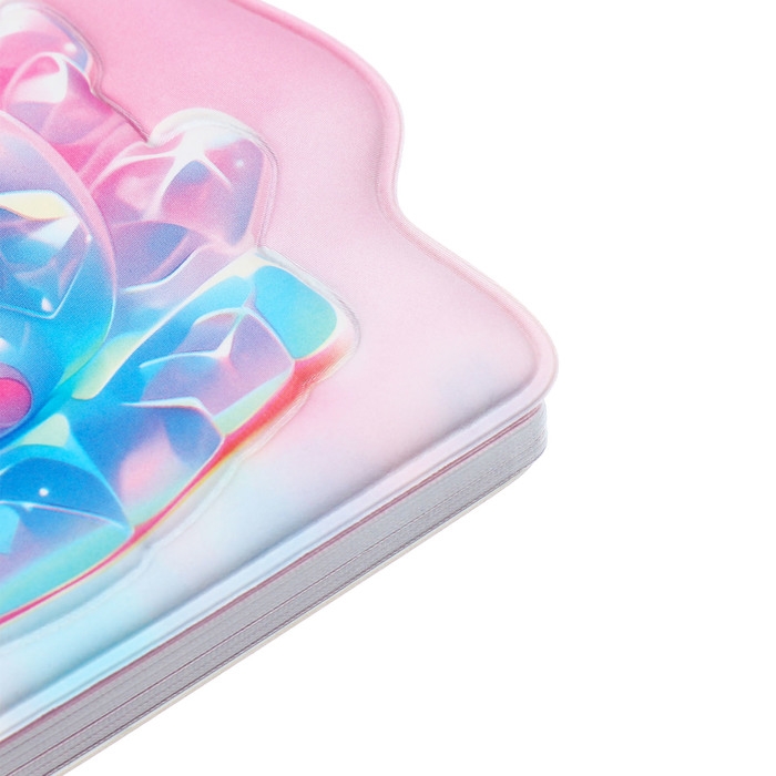 Записная книжка подарочная на гребне 80л,линия, цветной блок,обложка ПВХ 3D Мишка(10х10,5см)   10539