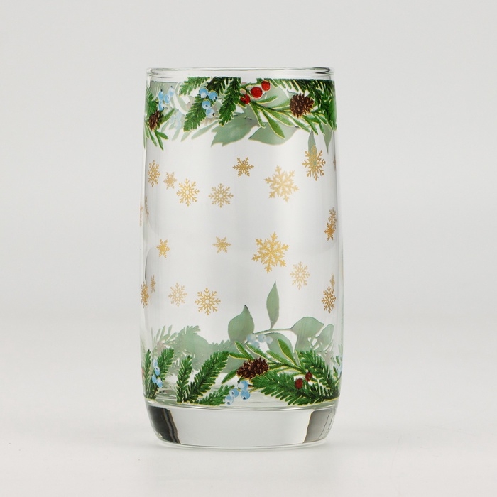 Новый год. Стакан стеклянный &laquo;Зимние цветы&raquo;, 330 мл