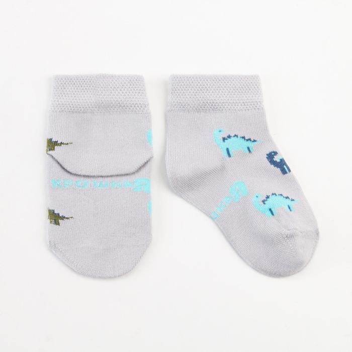 Носки Крошка Я "Динозавры", серый, 8-10 см