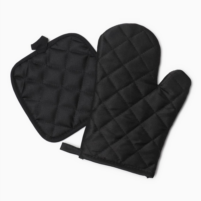 Кух. набор 2 пр. Доляна цв.черный прих. 17*17 см, вареж. 26*16 см,100% п/э