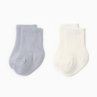 Набор носков Крошка Я Basic Line, 2 пары, 12-24 мес., молочный/серый Набор носков Крошка Я Basic Line, 2 пары, 12-24 мес., молочный/серый