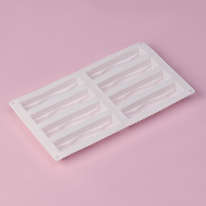 Форма для выпечки Доляна &laquo;Жгуты&raquo;, силикон, 28,5&times;16,5&times;2,3 см, 8 ячеек (12&times;2,7&times;2,3см) , цвет белый