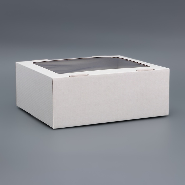 Коробка сборная, крышка-дно "белая" с окном 25х21х10 см
