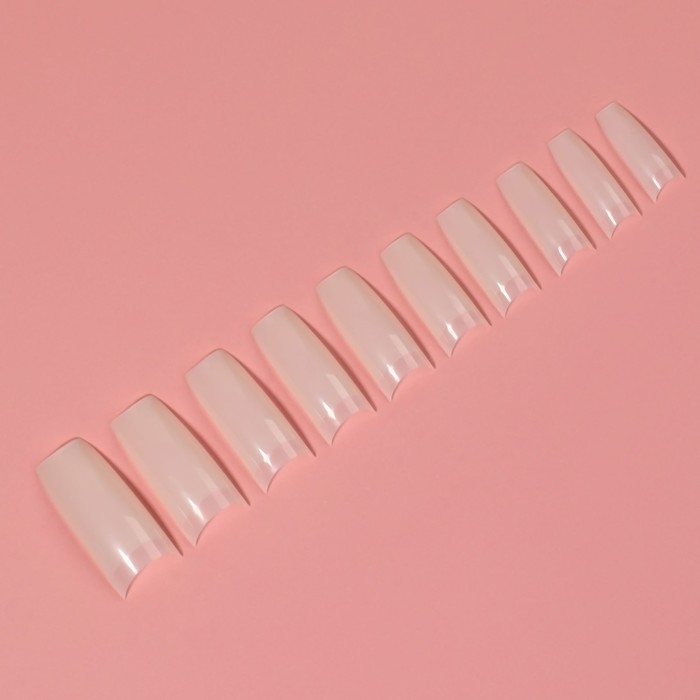 Типсы для наращивания ногтей, 100 шт, форма балерина, короткая контактная зона, в контейнере, цвет бежевый