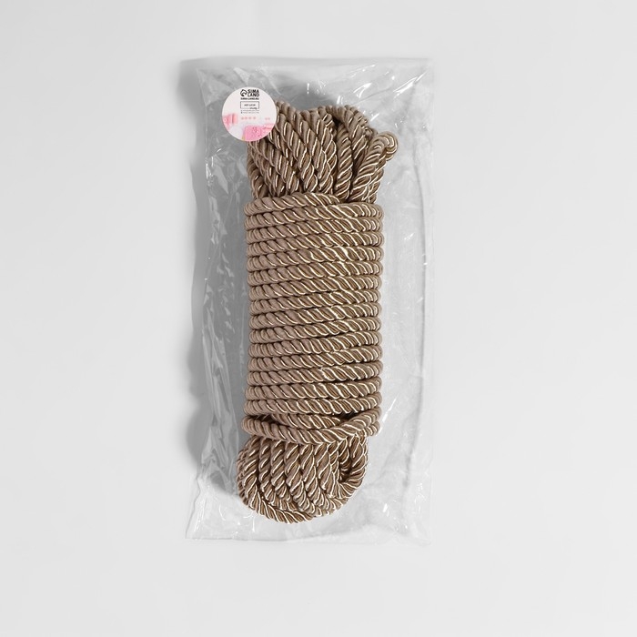 Шнур витой, d = 5 мм, 9 &plusmn; 1 м, цвет светло-серый