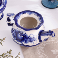 Чайник "Утро", малый, гжель, фарфор, 12х15 см