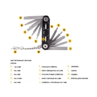 Мультитул 11в1: отвертки, ключи, линейка, черный Мультитул 11в1: отвертки, ключи, линейка, черный