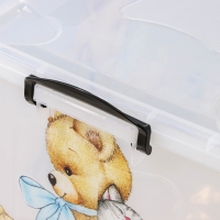 Контейнер для хранения на колёсиках «Мишка и котёнок», 50 л, 60×38×31 см, прозрачный Контейнер для хранения на колёсиках «Мишка и котёнок», 50 л, 60×38×31 см, прозрачный