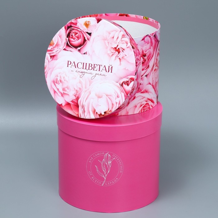 Набор шляпных коробок 5 в 1, упаковка подарочная, &laquo;Цветы&raquo;, 13 х 14 ‒ 19.5 х 22 см