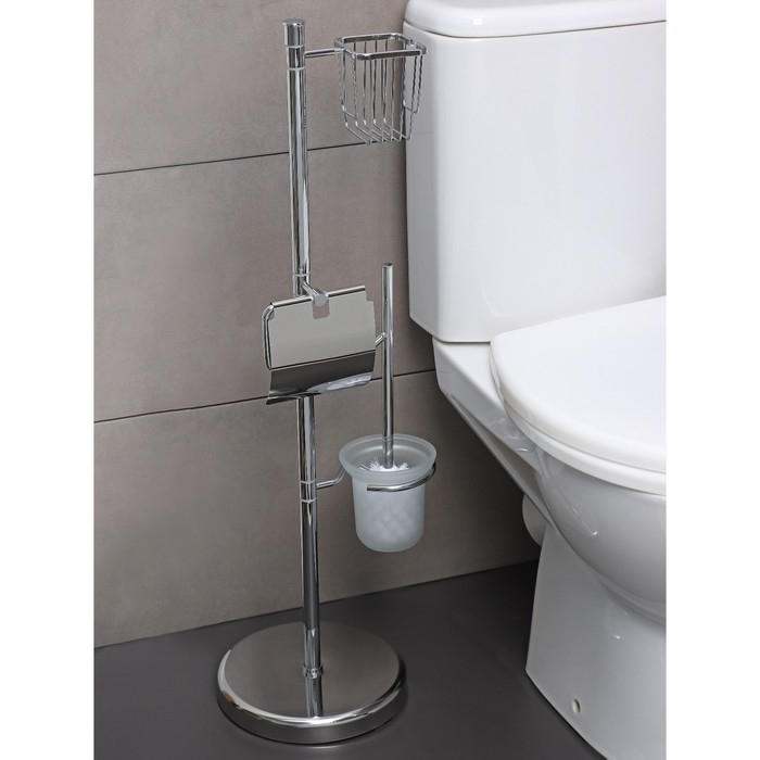 Стойка с тремя аксессуарами для туалета, 80 см, цвет хром Стойка с тремя аксессуарами для туалета, 80 см, цвет хром