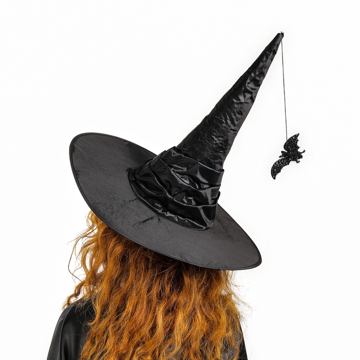 Карнавальная шляпа «Чёрная», драпированная, с летучей мышью, р. 56 – 58 Карнавальная шляпа «Чёрная», драпированная, с летучей мышью, р. 56 – 58