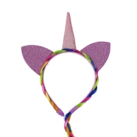 Карнавальный ободок &laquo;Единорог&raquo;, с косичкой, цвет розовый