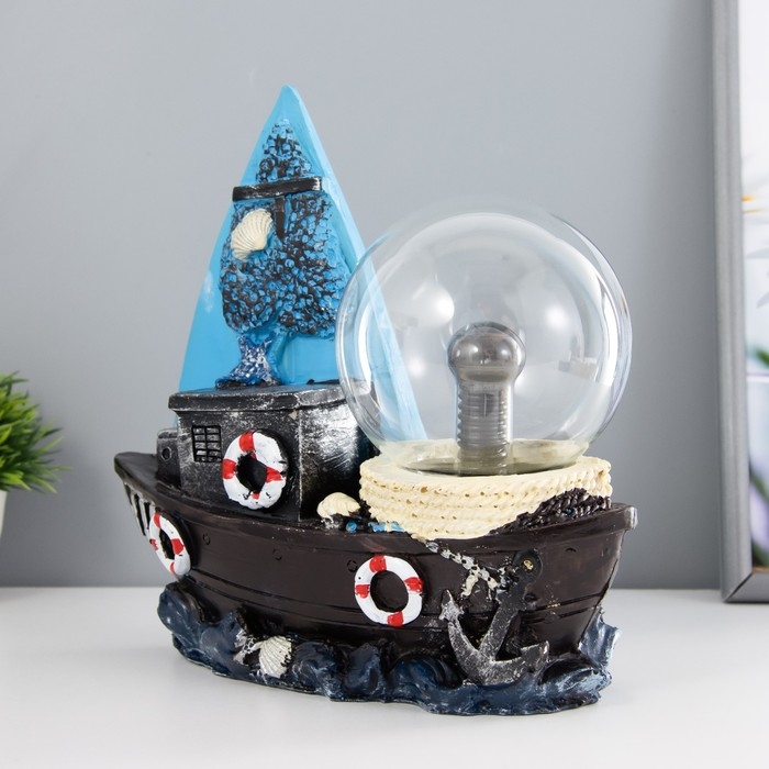 Плазменный шар Плазменный шар "Парусник" синий 25х10х22 см RISALUX