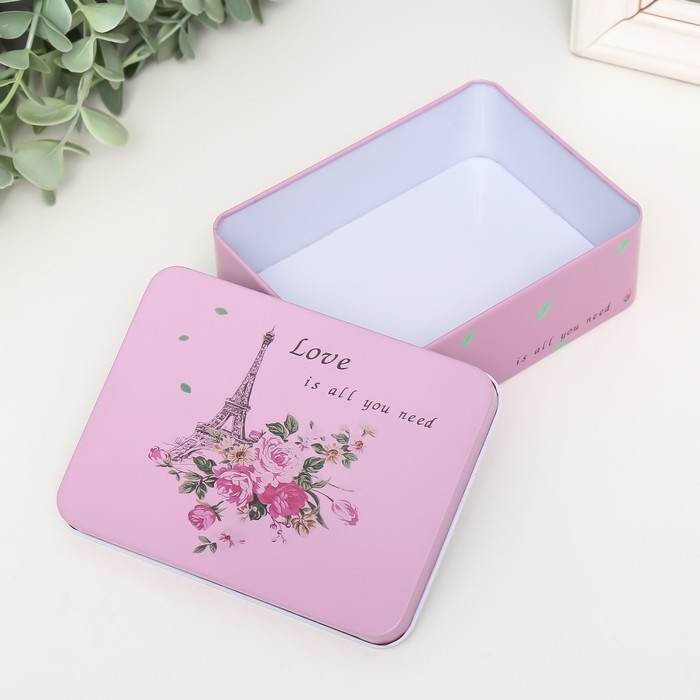 Шкатулка металл прямоугольная Шкатулка металл прямоугольная "Париж в цветах" 12,5х9,5х4,2 см