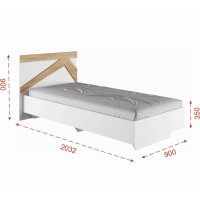 Кровать односпальная с основанием Теодора, сп/место 900*2000, Белый/Крафт золотой