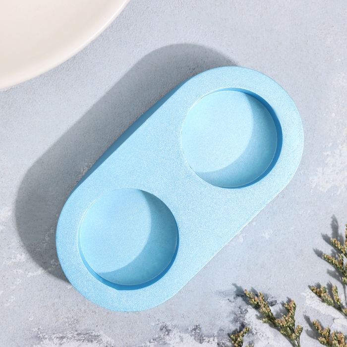 Подсвечник "Мрамор" из гипса для двух свечей овальный, 12х6х3см, голубой