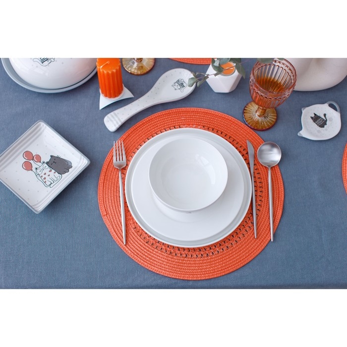 Блюдо сервировочное Доляна &laquo;Уютные коты&raquo;, 15&times;15&times;3 см, цвет белый