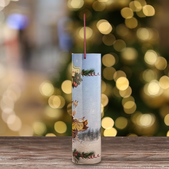 Новый год. Подарочная коробка, тубус под бутылку &laquo;Санта&raquo; 92 х 350 мм (330 мм внутр. высота).