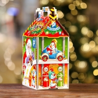 Новый год. Подарочная коробка "Парковка Снеговиков", 17,5 х 14,5 х 29 см.