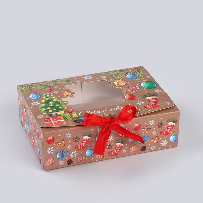 Коробка новогодняя складная «Новогодние радости» 16.5 х 12.5 х 5 см, Новый год Коробка новогодняя складная «Новогодние радости» 16.5 х 12.5 х 5 см, Новый год