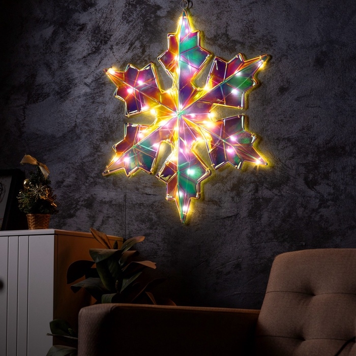 Светодиодная фигура &laquo;Снежинка&raquo; 60 &times; 60 см, пластик, 220 В, 8 режимов, свечение тёплое белое