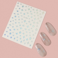 Наклейки для ногтей &laquo;Звезда&raquo;, объёмные, металлизированные, цвет серебристый